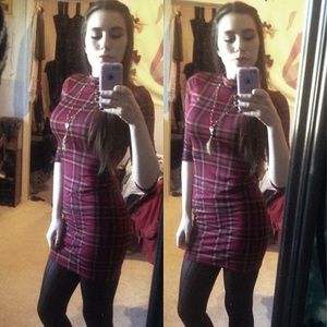 Body Con Red Plaid Mini Dress